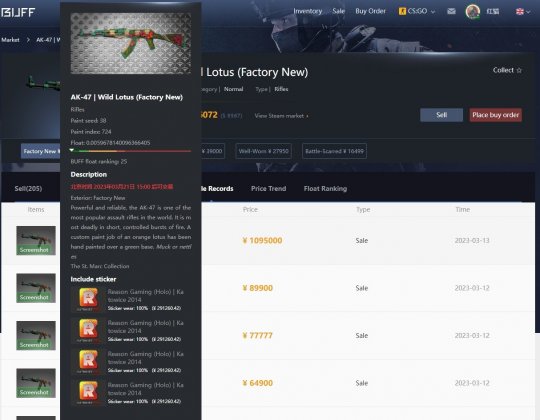 CSGO饰品“野荷”AK-47成交价首次破百万 4张贴纸立大功(图2)